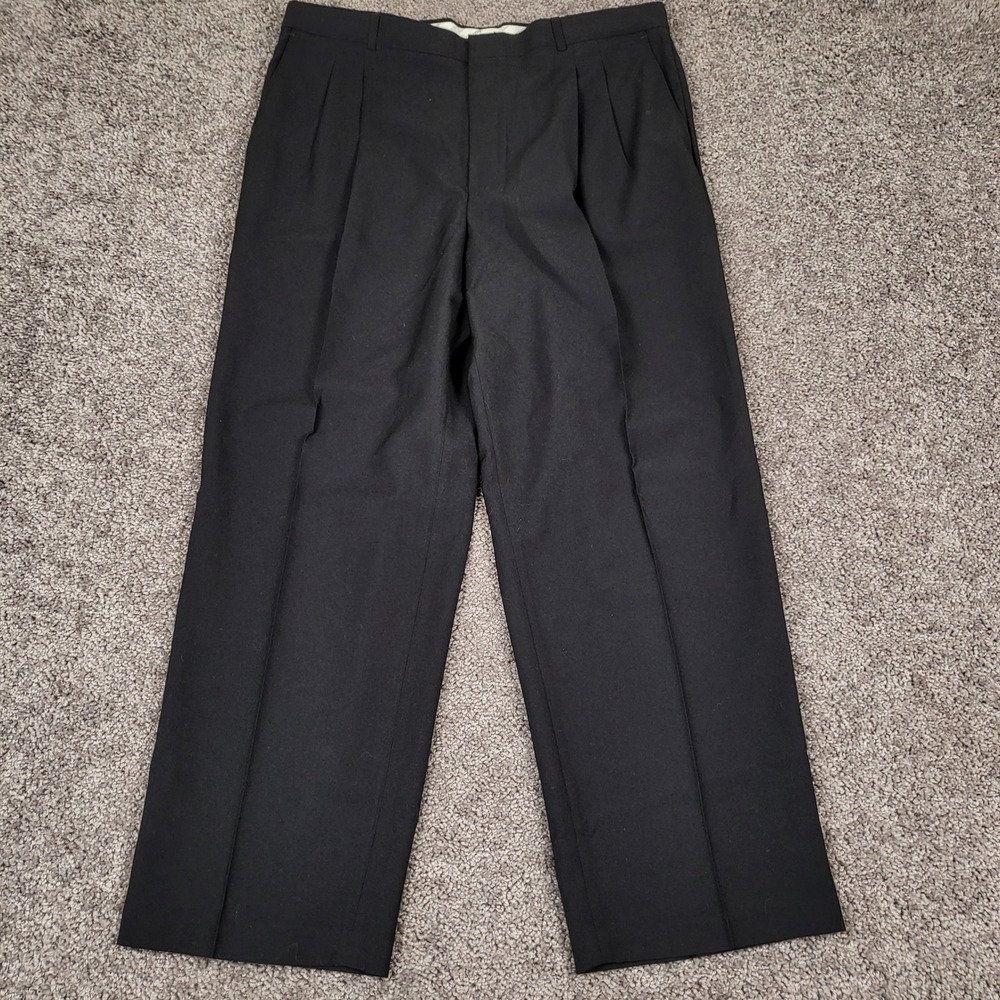 Levis Travelers Dress Pants Men 38x30 Fits 37x29 Black Pleated Wool Blend Slacks